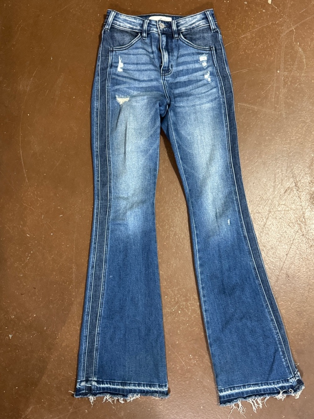 KanCan Women’s Blue Distressed Flare Jeans